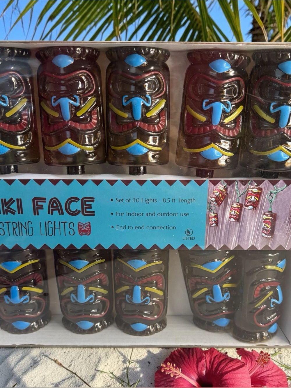 Spring Shop Tiki Face String Lights (10) Garden Patio Pool Bar Hawaiian luau